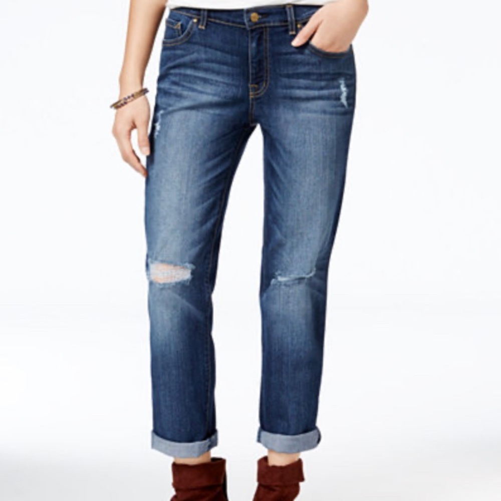 Jessica Simpson distressed boyfriend jeans